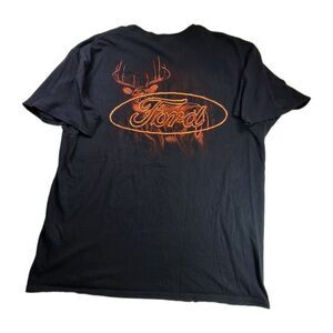 Vtg Ford Adult XL Shirt Deer Hunting Logo Black Orange Cars Rust Core Cotton